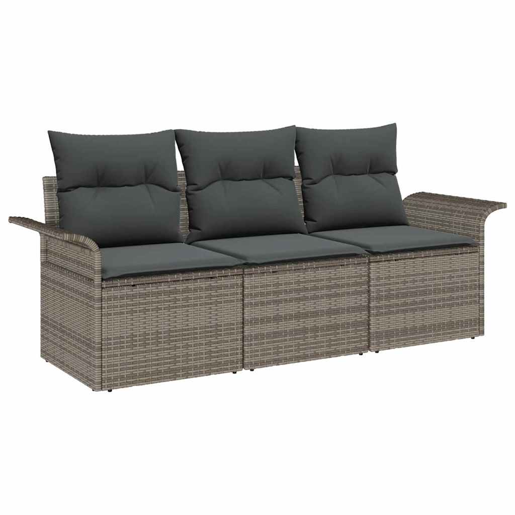 Sofa Sæt 3 stk. 3-Antal sæder Grå polyrattan