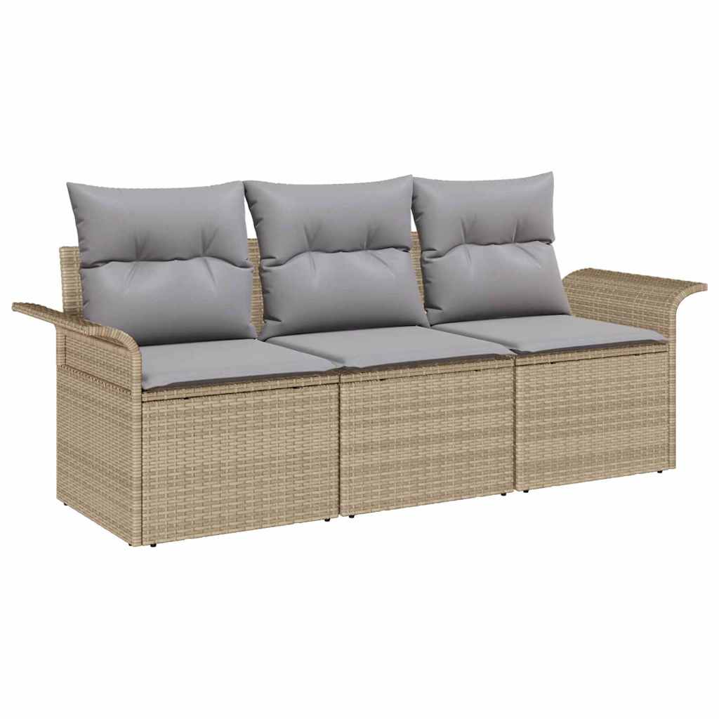 Sofa Sæt 3 stk. 3-Antal sæder Beige og grå polyrattan