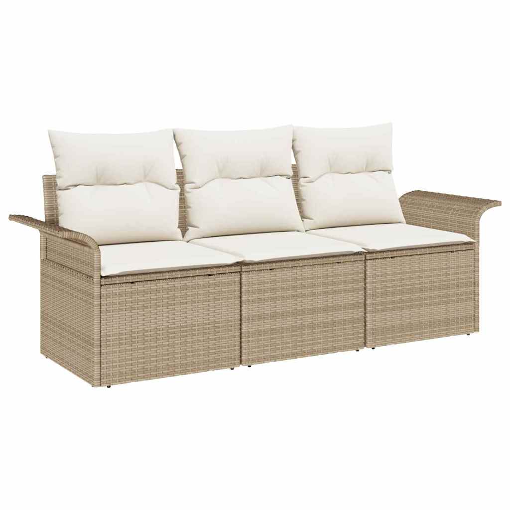 Sofa Sæt 3 stk. 3-Antal sæder Beige og creme polyrattan