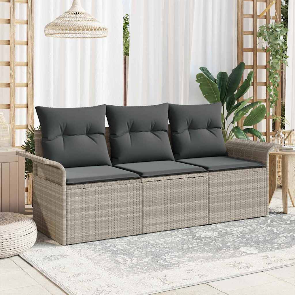 Sofa Sæt 3 stk. 3-Antal sæder Grå polyrattan