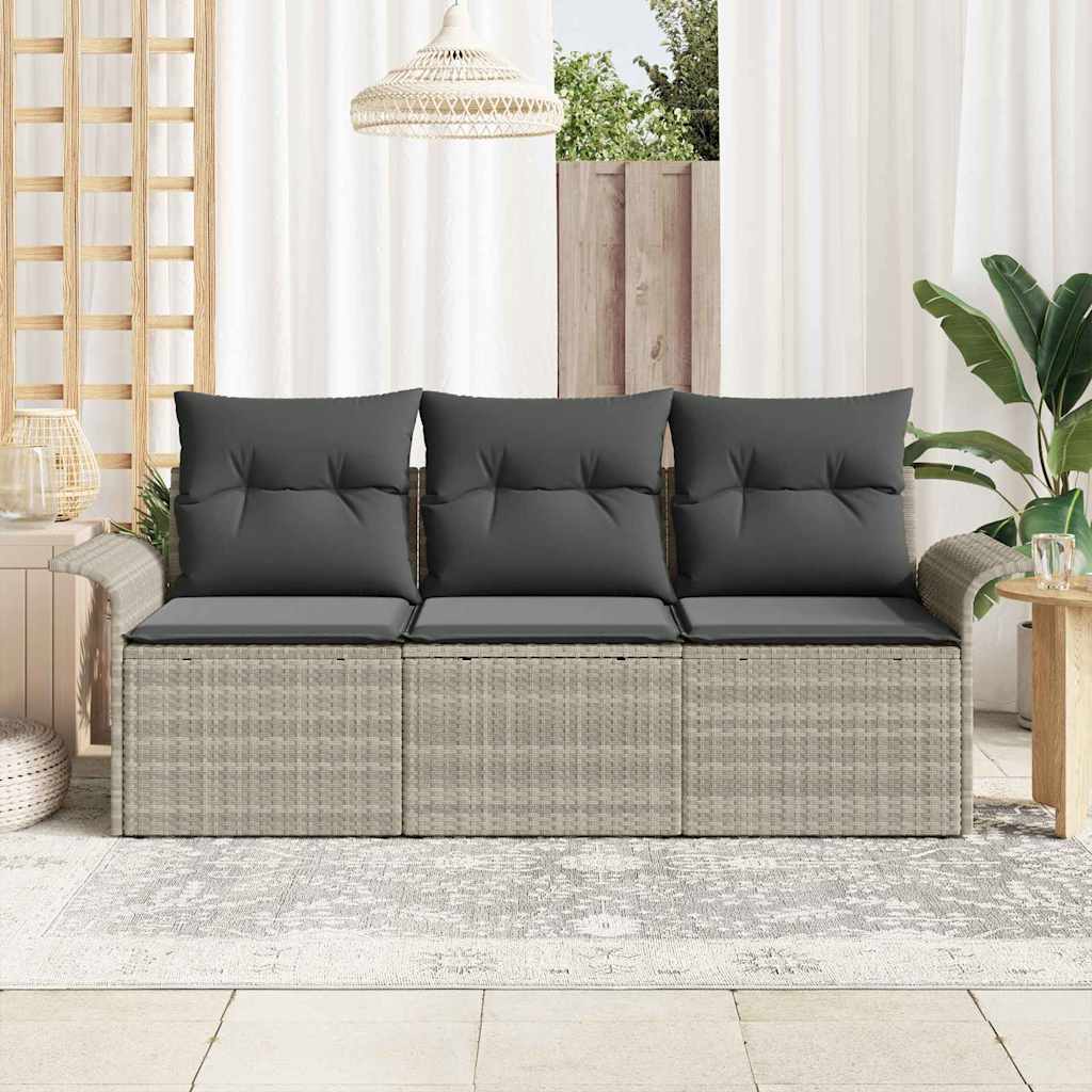 Sofa Sæt 3 stk. 3-Antal sæder Grå polyrattan