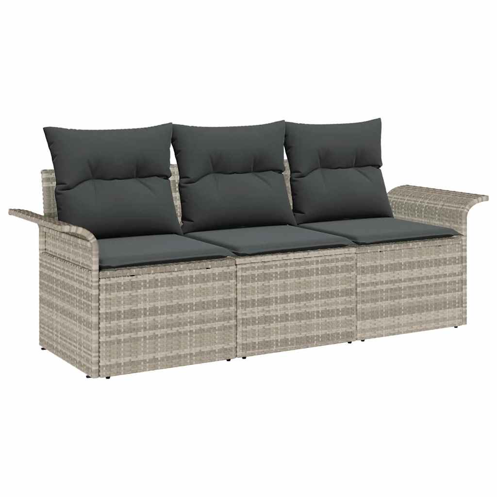 Sofa Sæt 3 stk. 3-Antal sæder Grå polyrattan