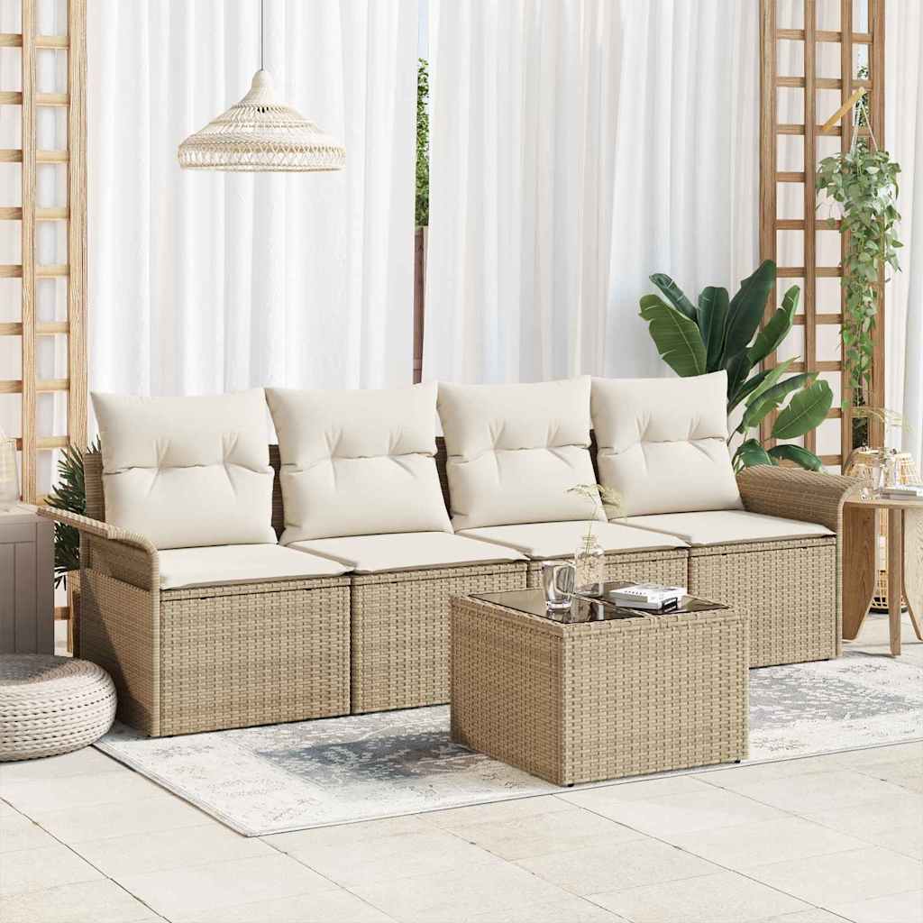 Sofa Sæt 5 stk. Beige polyrattan