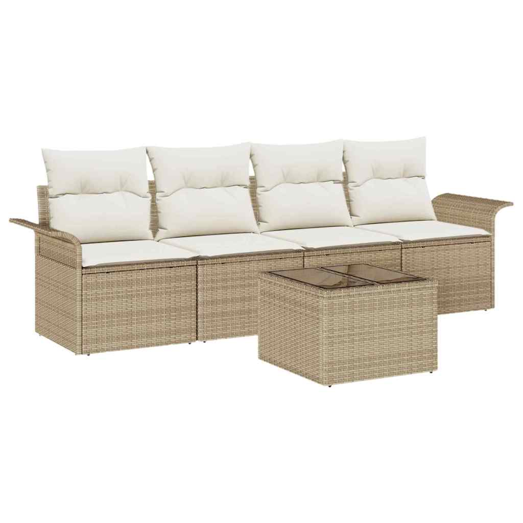 Sofa Sæt 5 stk. Beige polyrattan