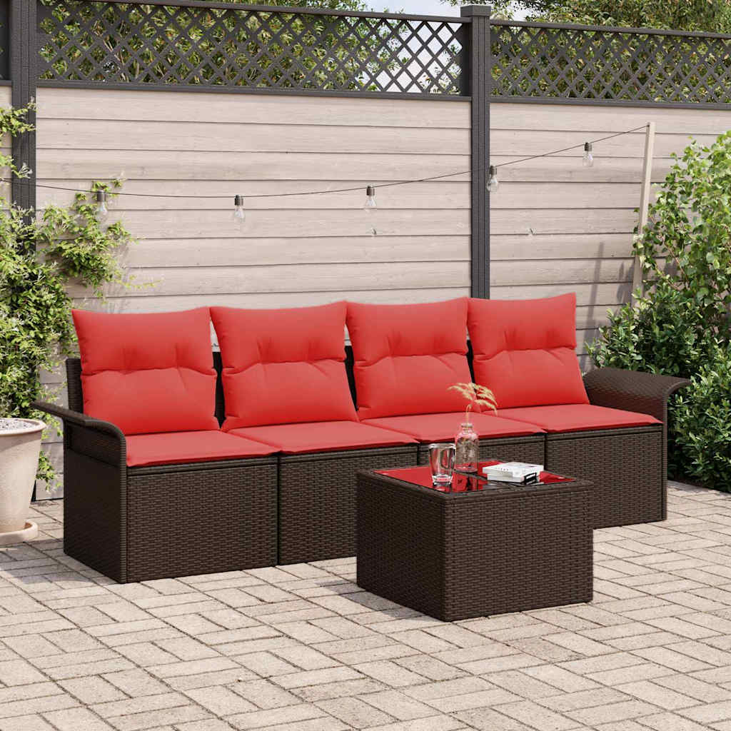 Sofa Sæt 5 stk. Brun polyrattan
