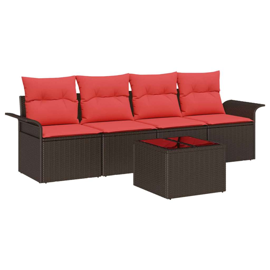Sofa Sæt 5 stk. Brun polyrattan