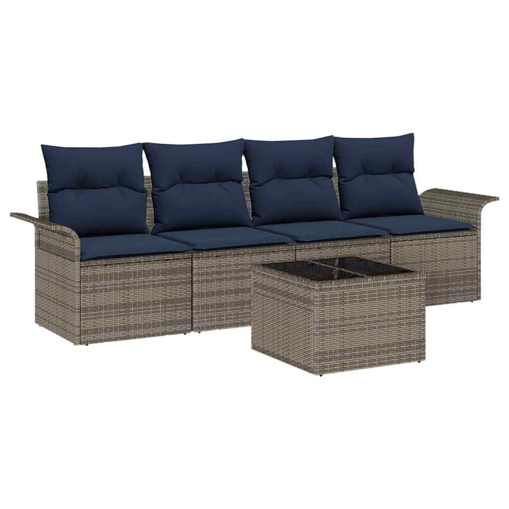 Sofa Sæt 5 stk. Grå polyrattan