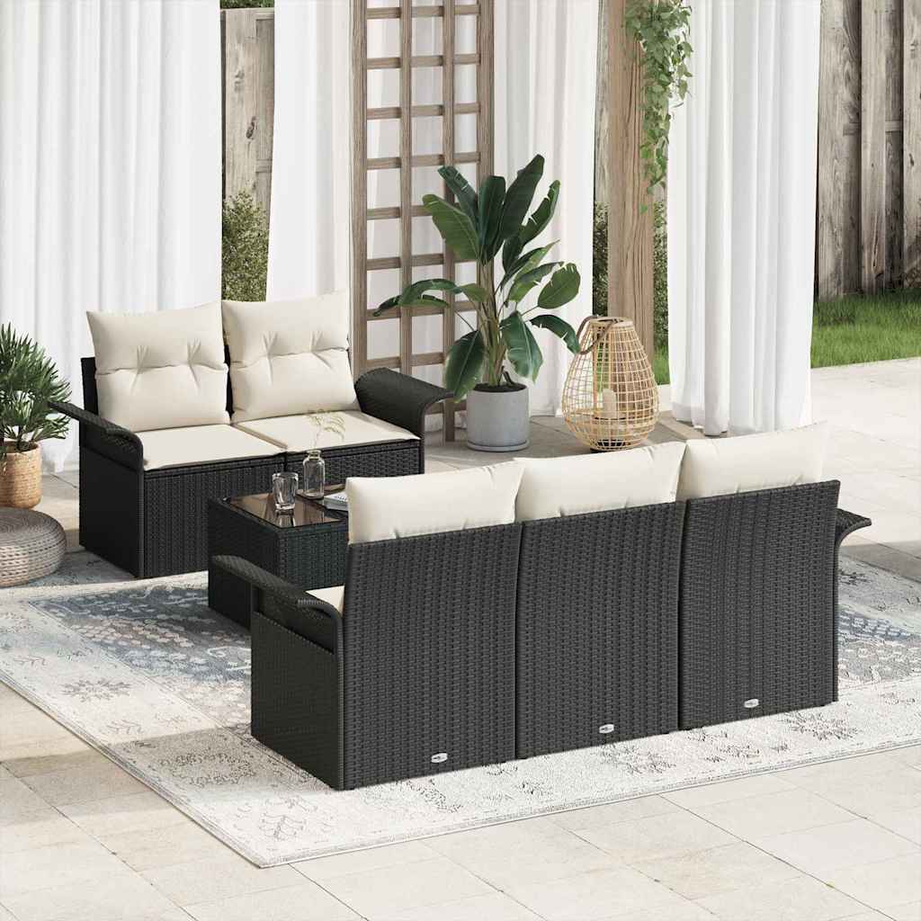 Sofa Sæt 6 stk. Sort polyrattan