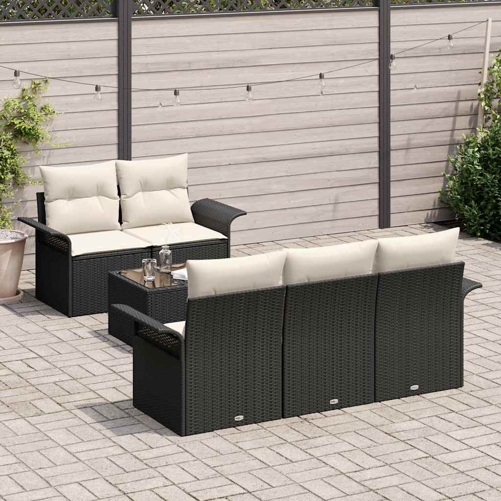 Sofa Sæt 6 stk. Sort polyrattan
