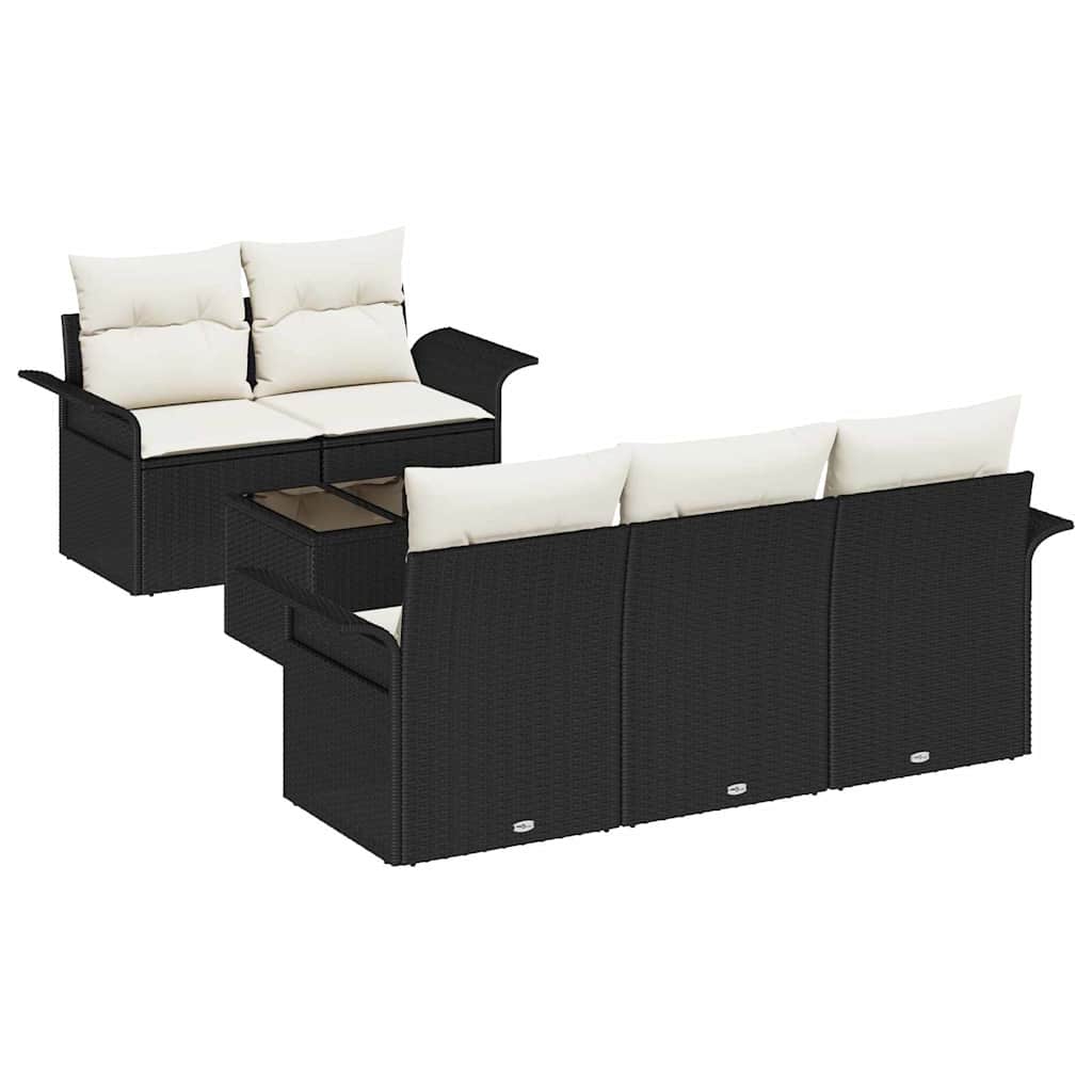 Sofa Sæt 6 stk. Sort polyrattan