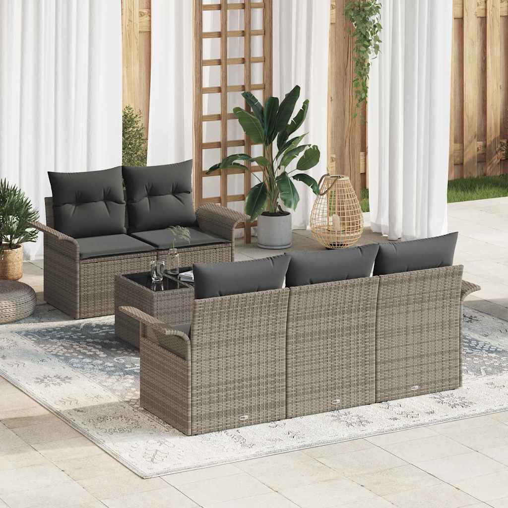 Sofa Sæt 6 stk. Grå polyrattan