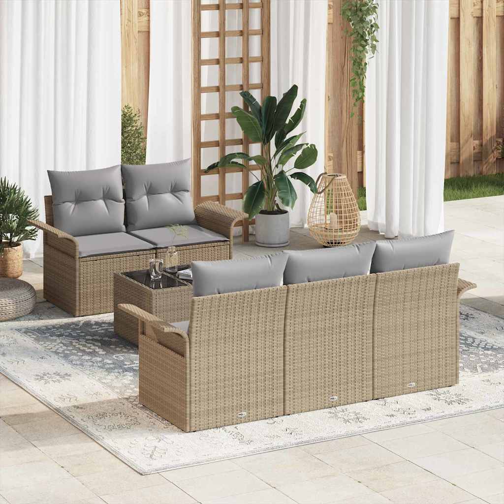Sofa Sæt 6 stk. Beige polyrattan