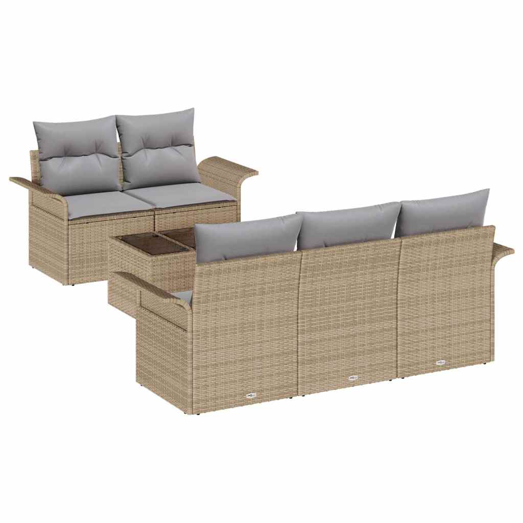Sofa Sæt 6 stk. Beige polyrattan