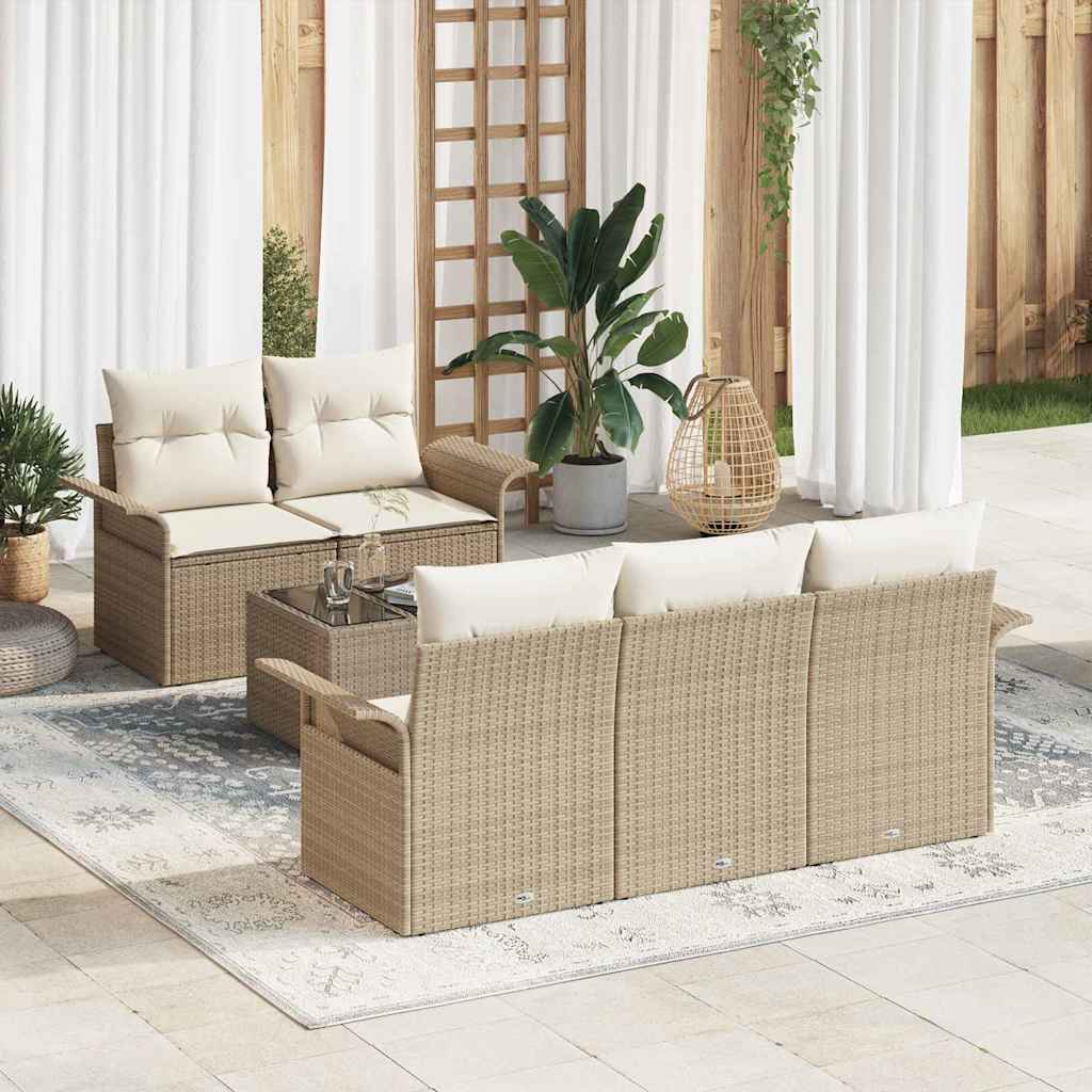 Sofa Sæt 6 stk. Beige polyrattan