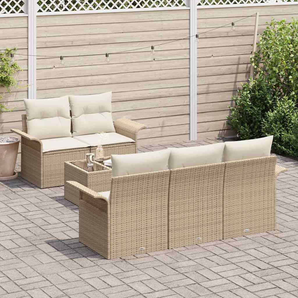 Sofa Sæt 6 stk. Beige polyrattan