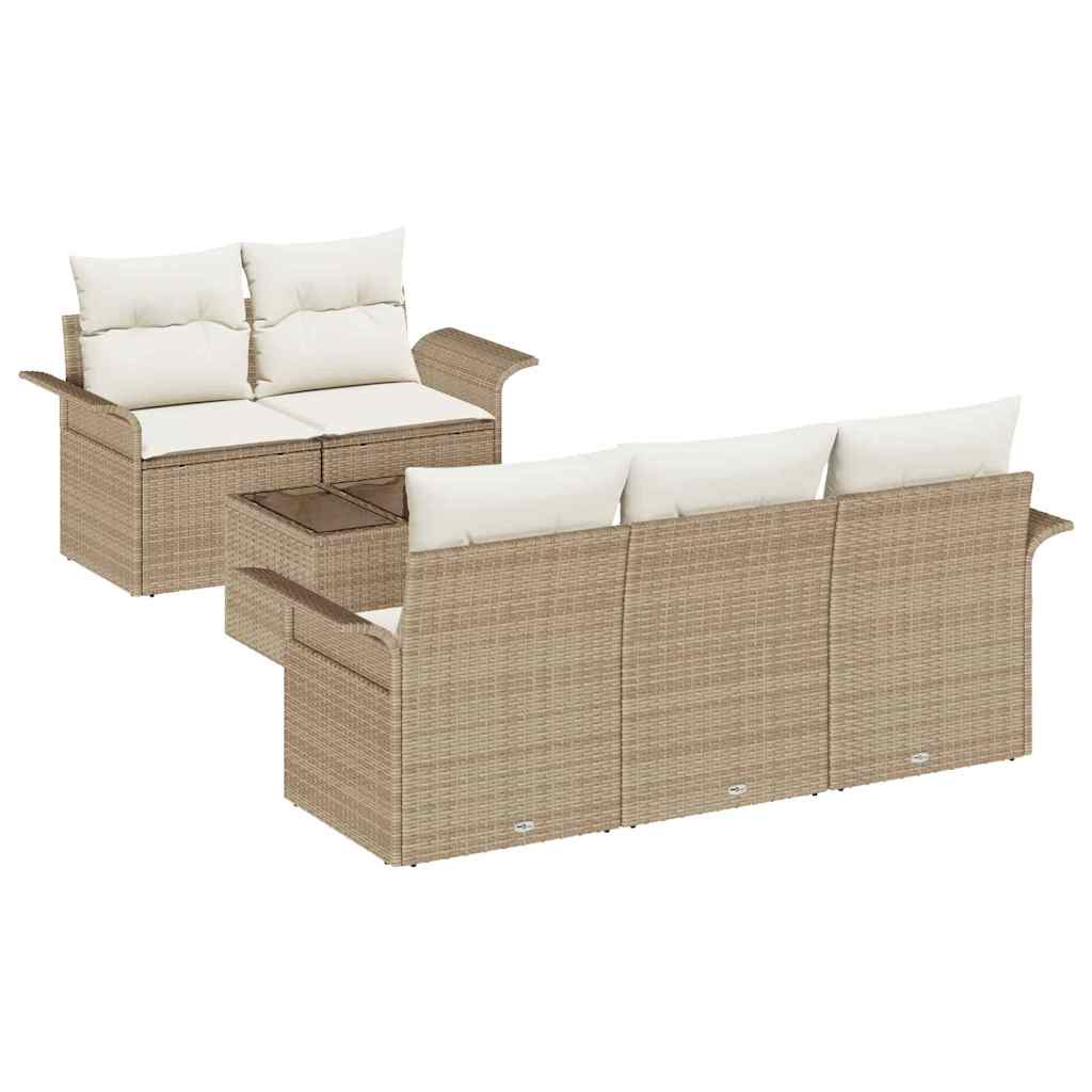 Sofa Sæt 6 stk. Beige polyrattan