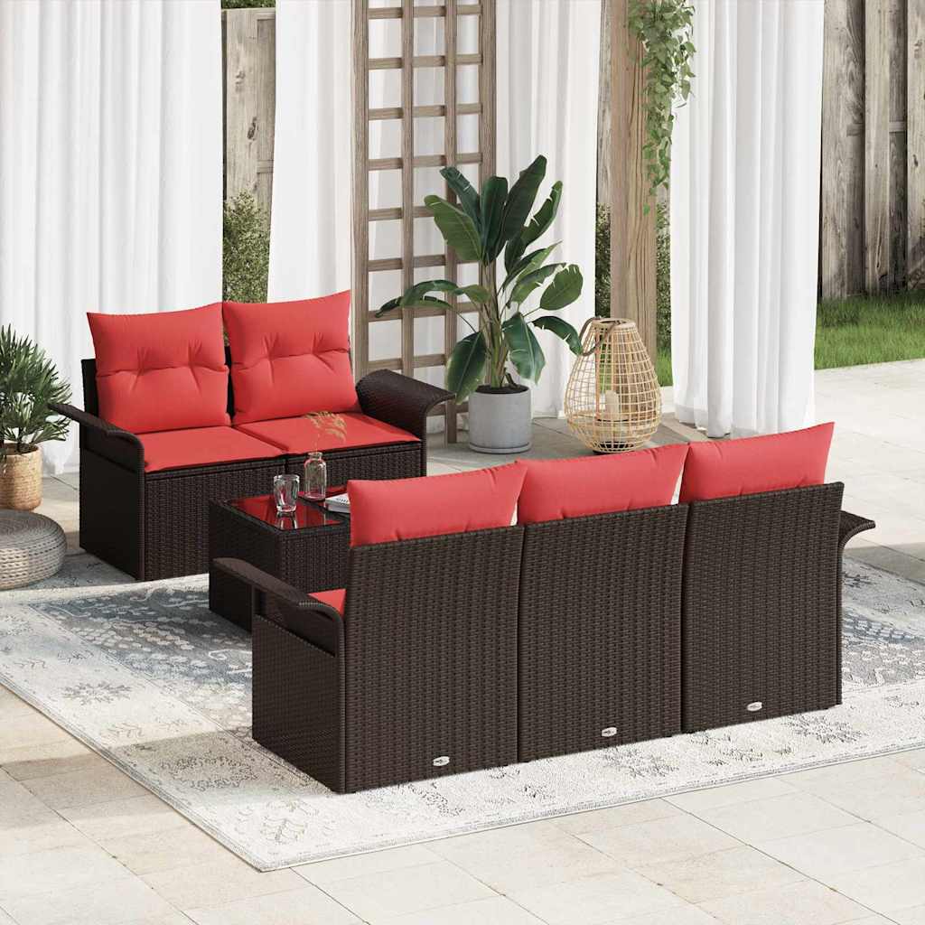 Havesofa Sæt 6 stk. Brun polyrattan