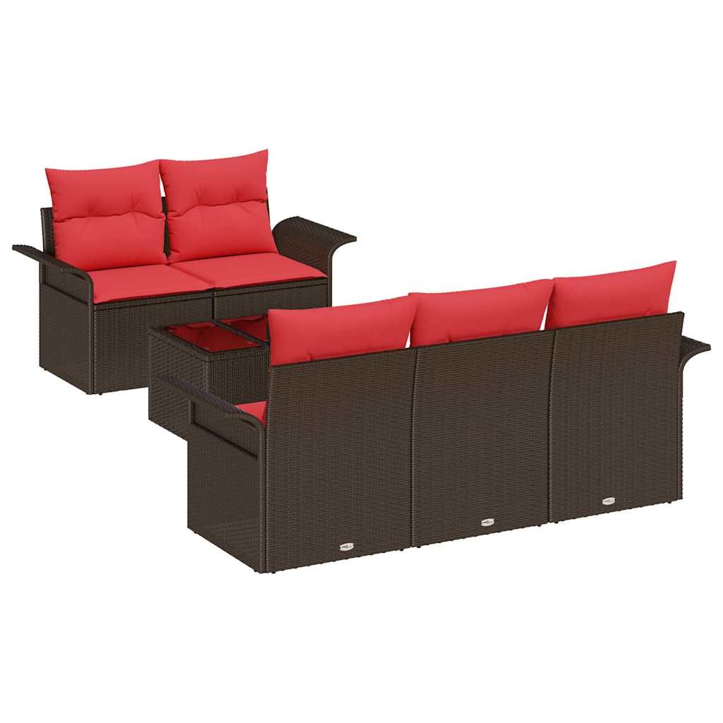Havesofa Sæt 6 stk. Brun polyrattan