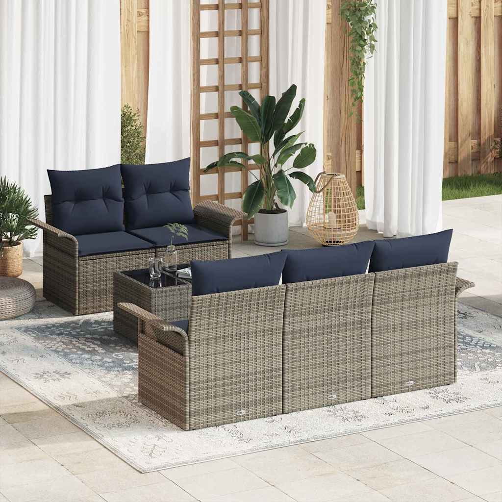 Havesofa Sæt 6 stk. Grå polyrattan