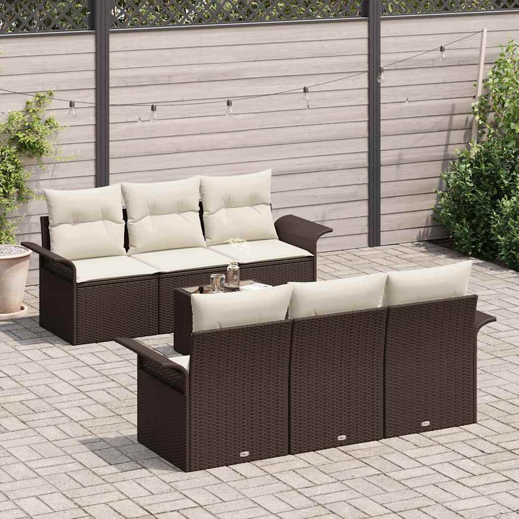 Havesofa Sæt 7 stk. Brun polyrattan