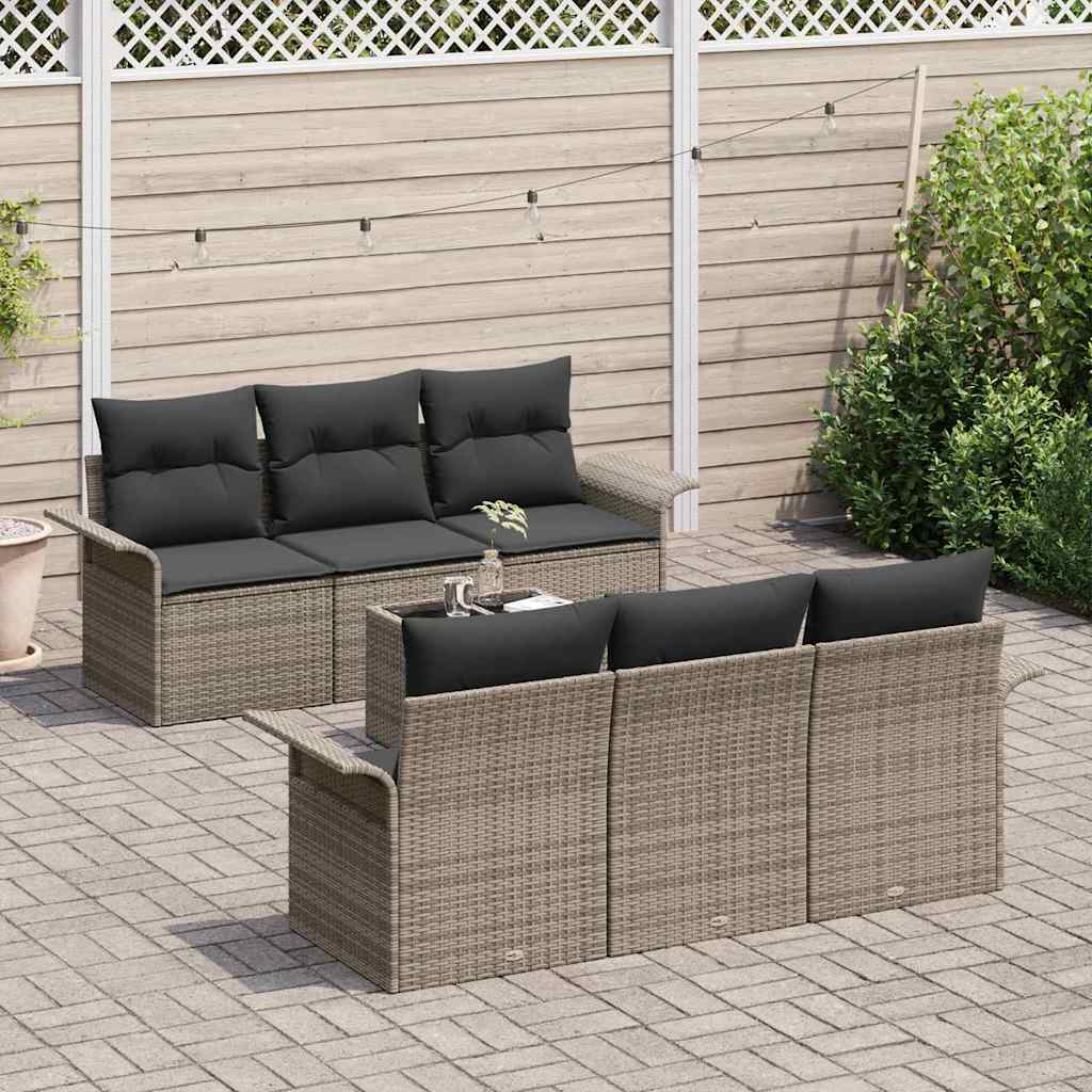 Havesofa Sæt 7 stk. Grå polyrattan