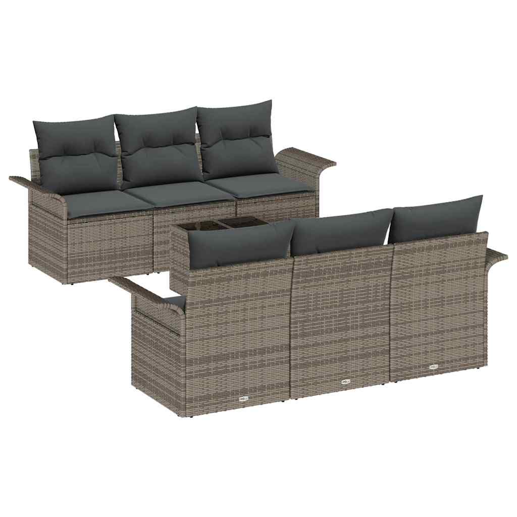 Havesofa Sæt 7 stk. Grå polyrattan