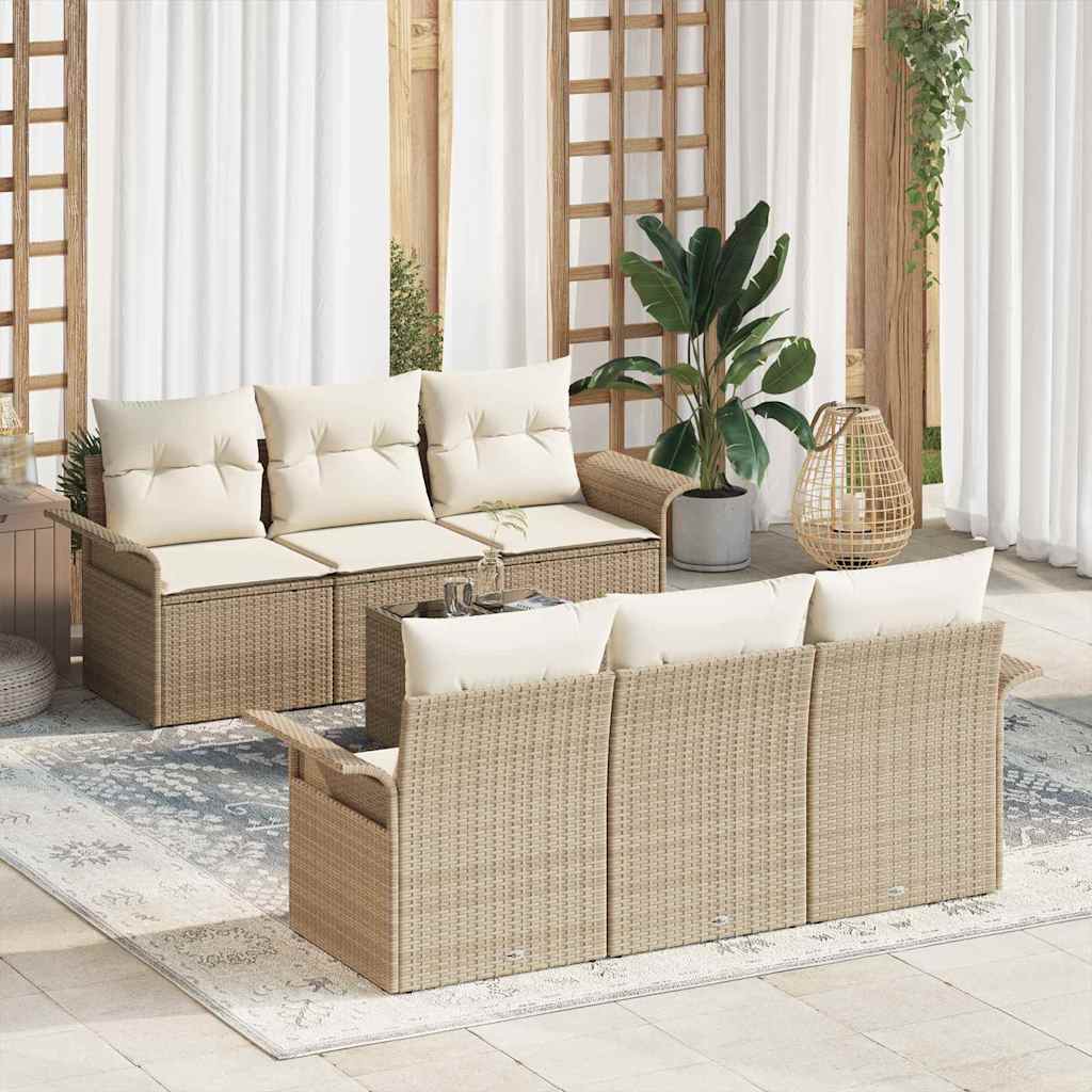 Havesofa Sæt 7 stk. Beige polyrattan