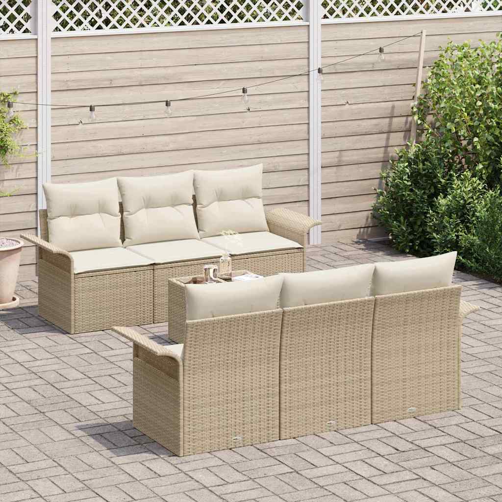 Havesofa Sæt 7 stk. Beige polyrattan