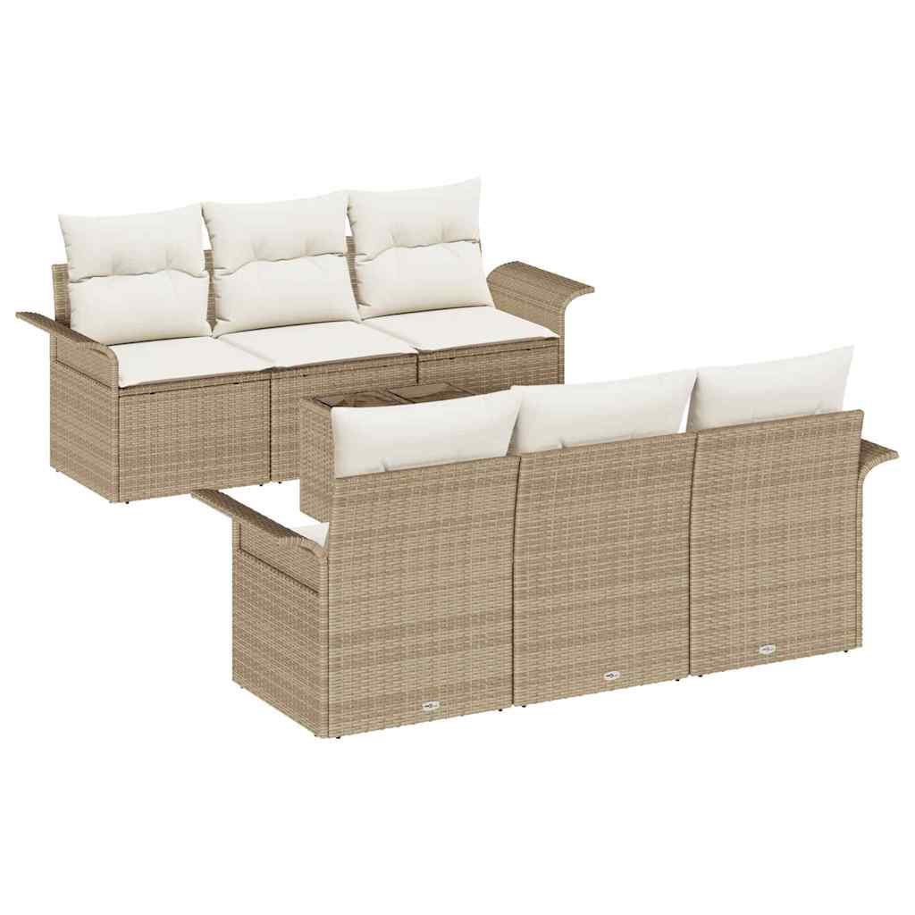 Havesofa Sæt 7 stk. Beige polyrattan