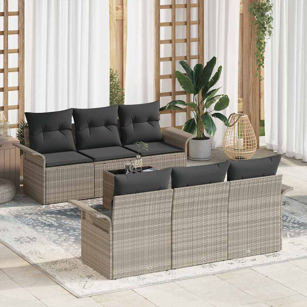 Havesofa Sæt 7 stk. Lysegrå polyrattan