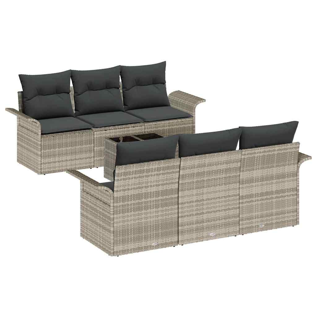 Havesofa Sæt 7 stk. Lysegrå polyrattan