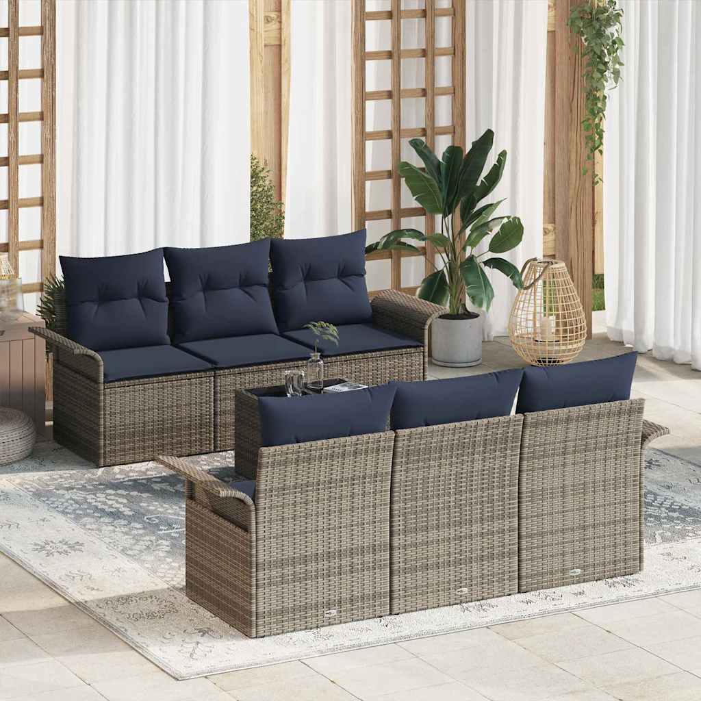 Havesofa Sæt 7 stk. Grå polyrattan