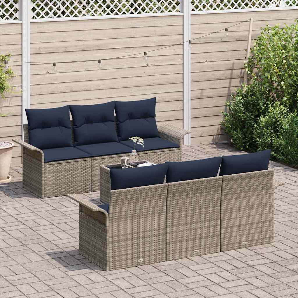 Havesofa Sæt 7 stk. Grå polyrattan