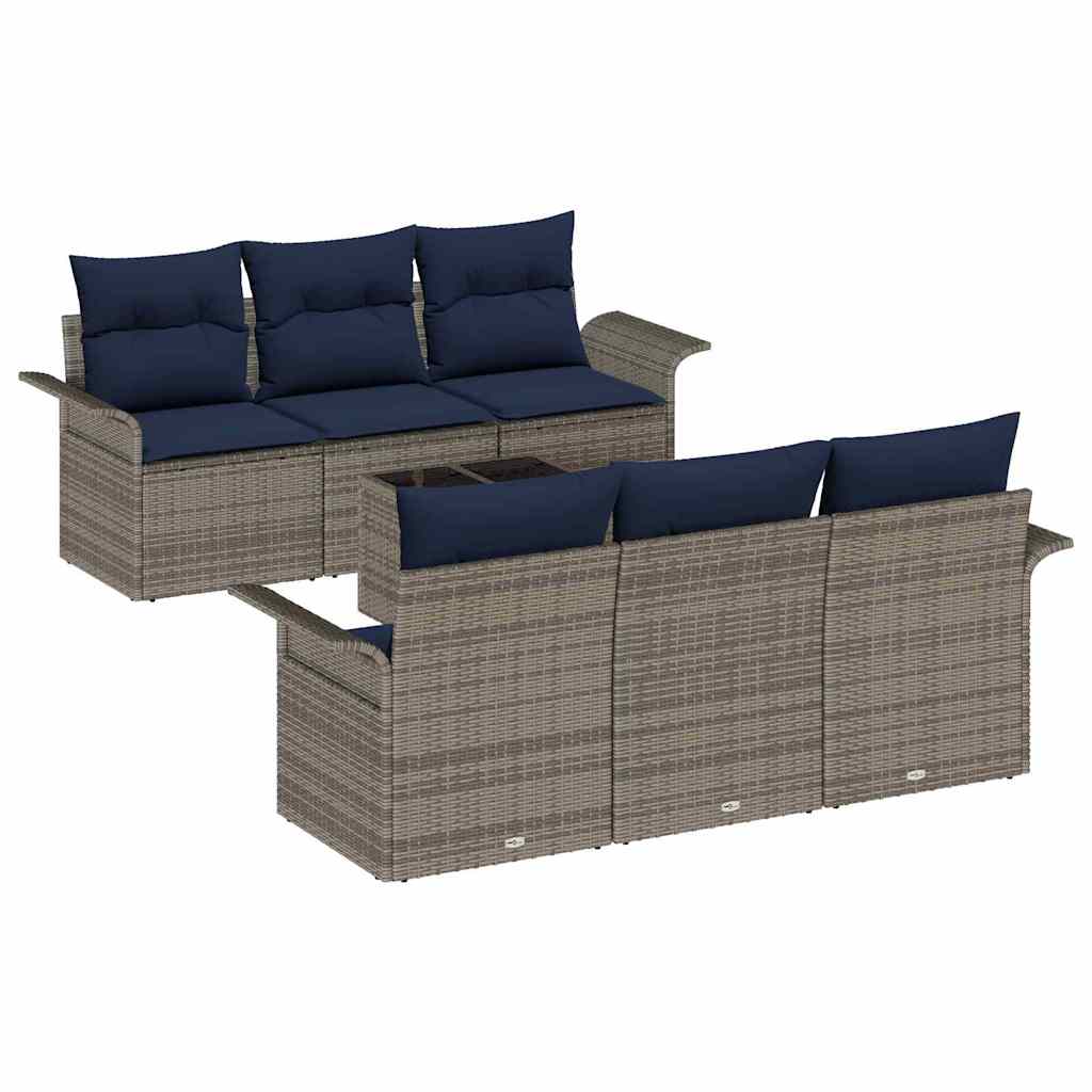 Havesofa Sæt 7 stk. Grå polyrattan