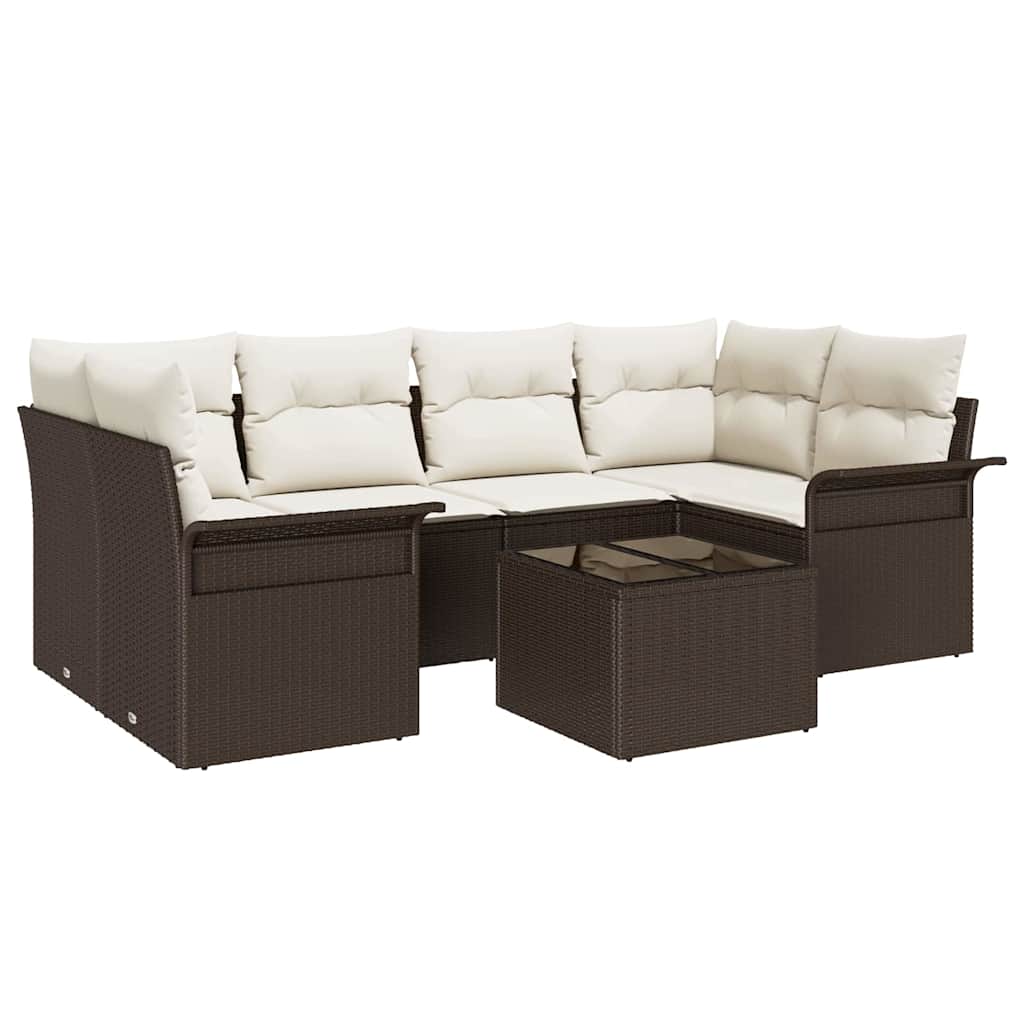 Havesofa Sæt 7 stk. Brun polyrattan