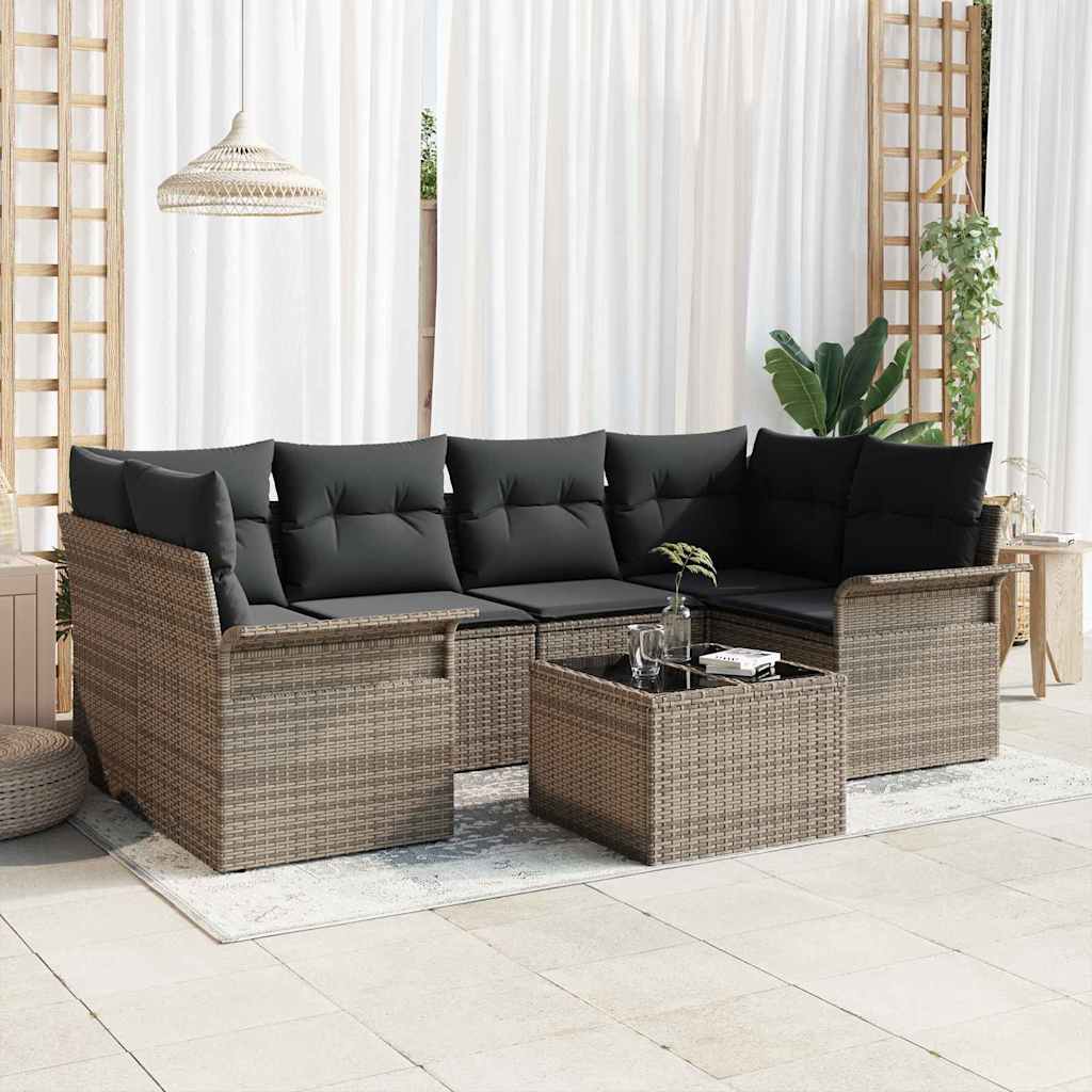 Havesofa Sæt 7 stk. Grå polyrattan