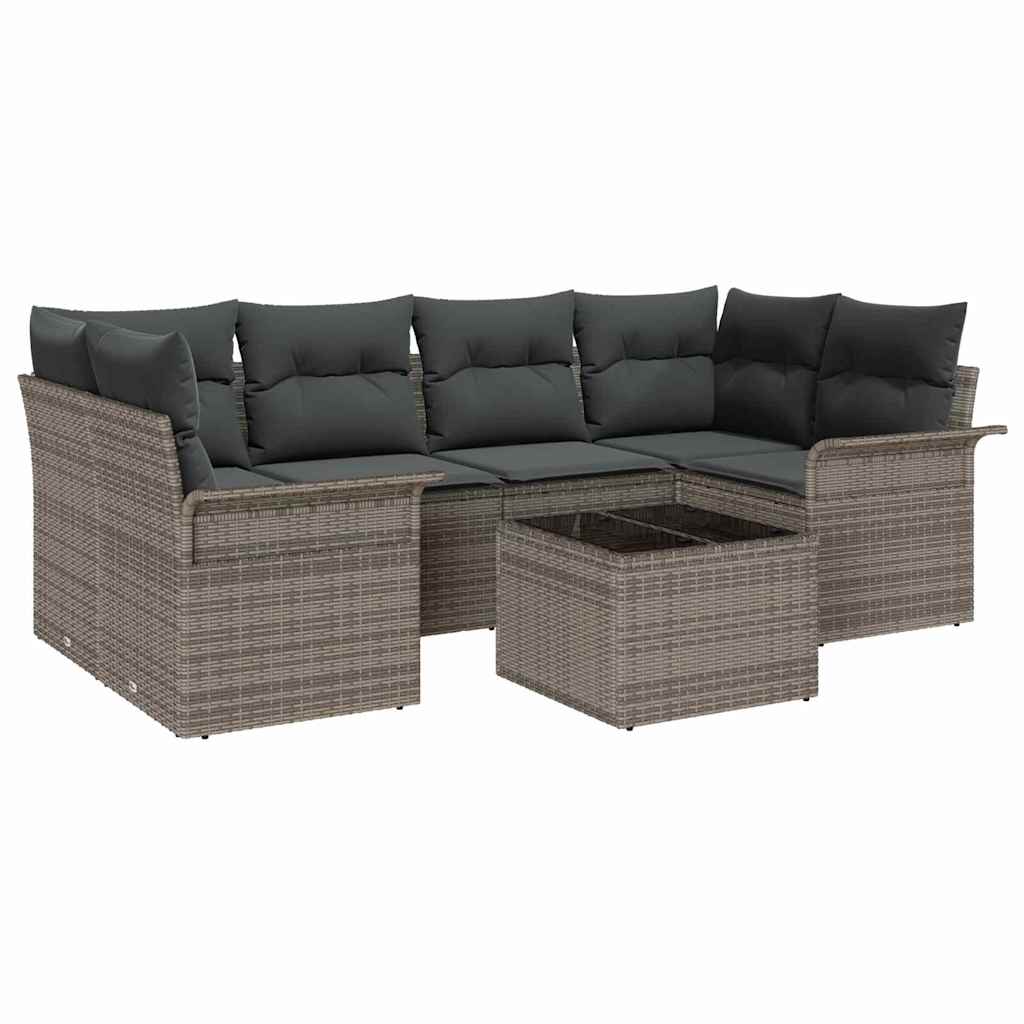 Havesofa Sæt 7 stk. Grå polyrattan