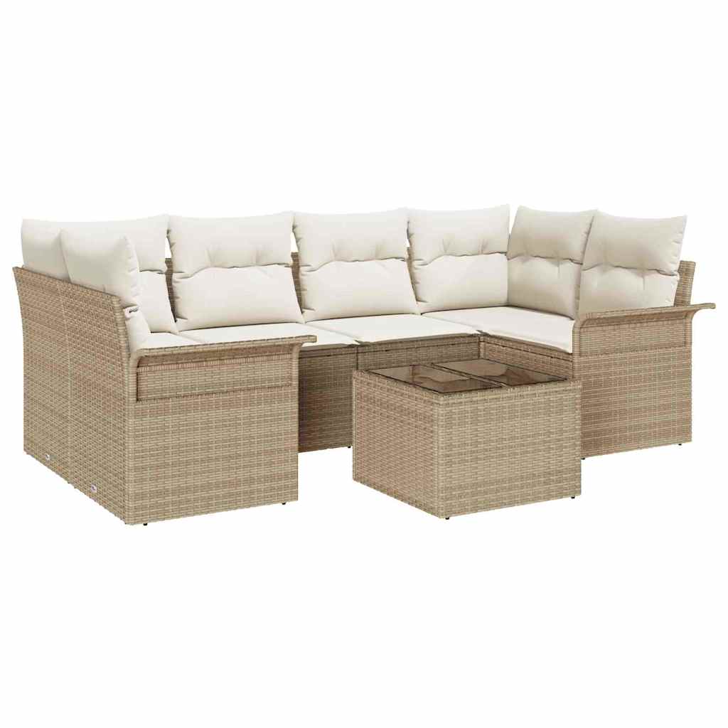Havesofa Sæt 7 stk. Beige polyrattan