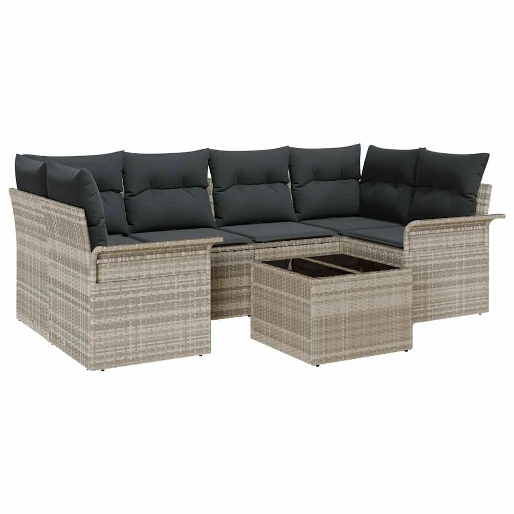 Havesofa Sæt 7 stk. Lysegrå polyrattan