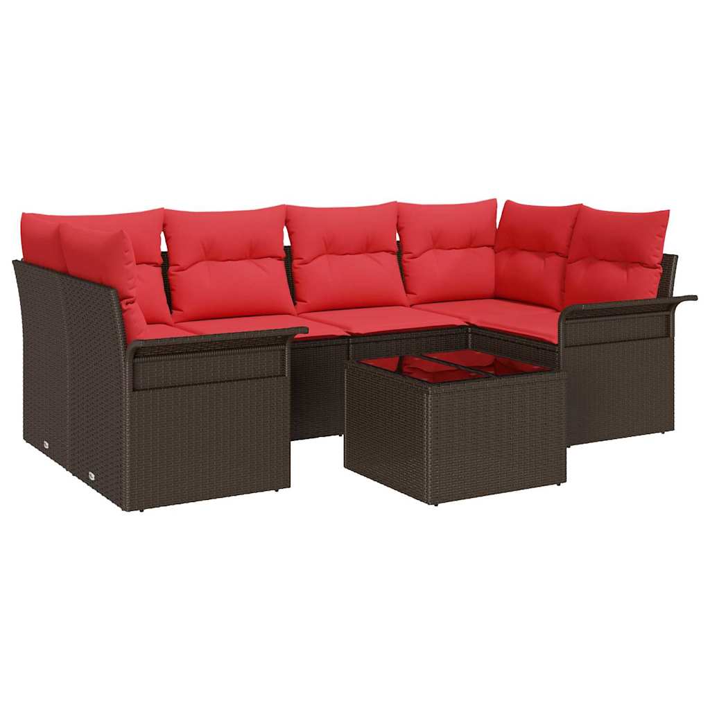 Havesofa Sæt 7 stk. Brun polyrattan