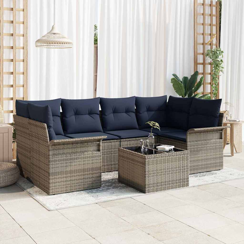 Havesofa Sæt 7 stk. Grå polyrattan