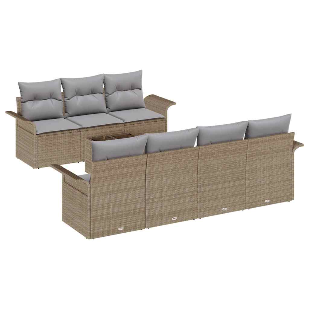 Havesofa Sæt 8 stk. Beige polyrattan