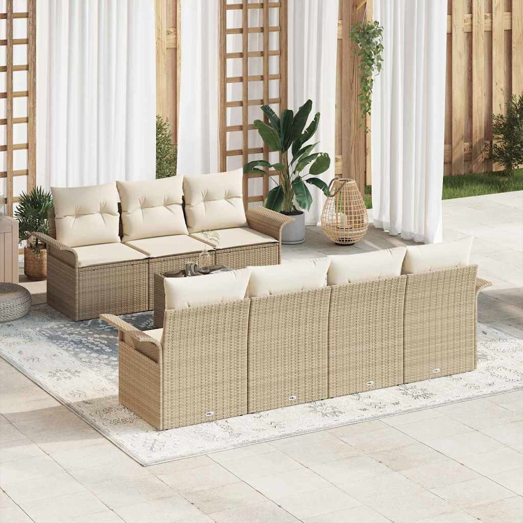 Havesofa Sæt 8 stk. Beige polyrattan
