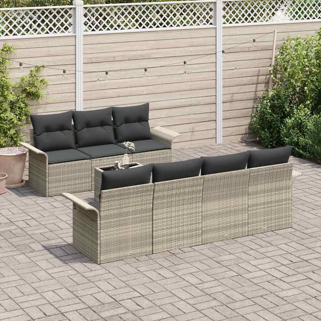 Havesofa Sæt 8 stk. Lysegrå polyrattan