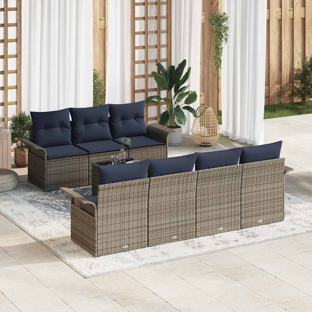 Havesofa Sæt 8 stk. Grå polyrattan