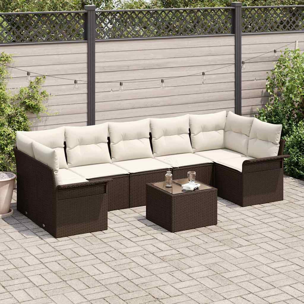 Havesofa Sæt 8 stk. Brun polyrattan