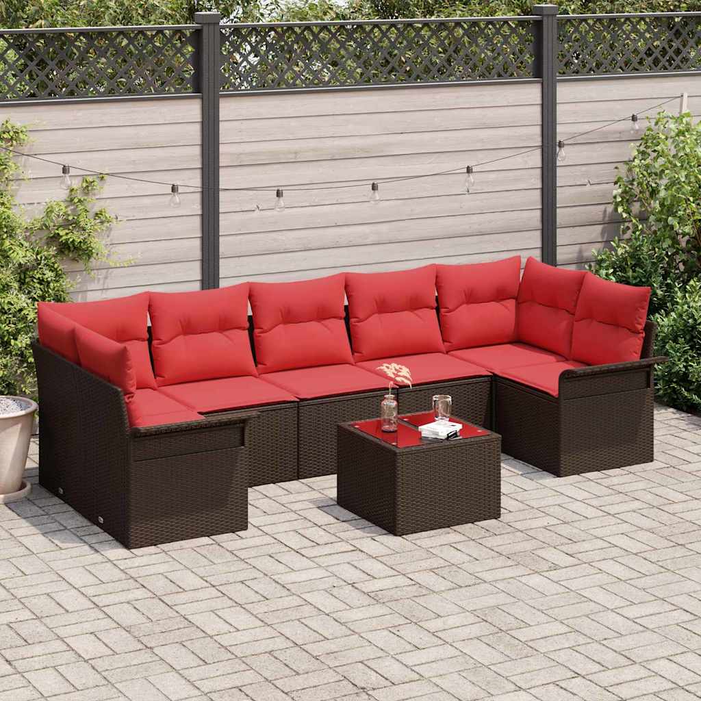 Havesofa Sæt 8 stk. Brun polyrattan