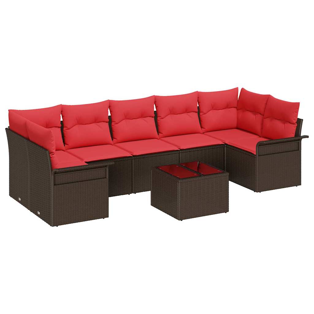 Havesofa Sæt 8 stk. Brun polyrattan