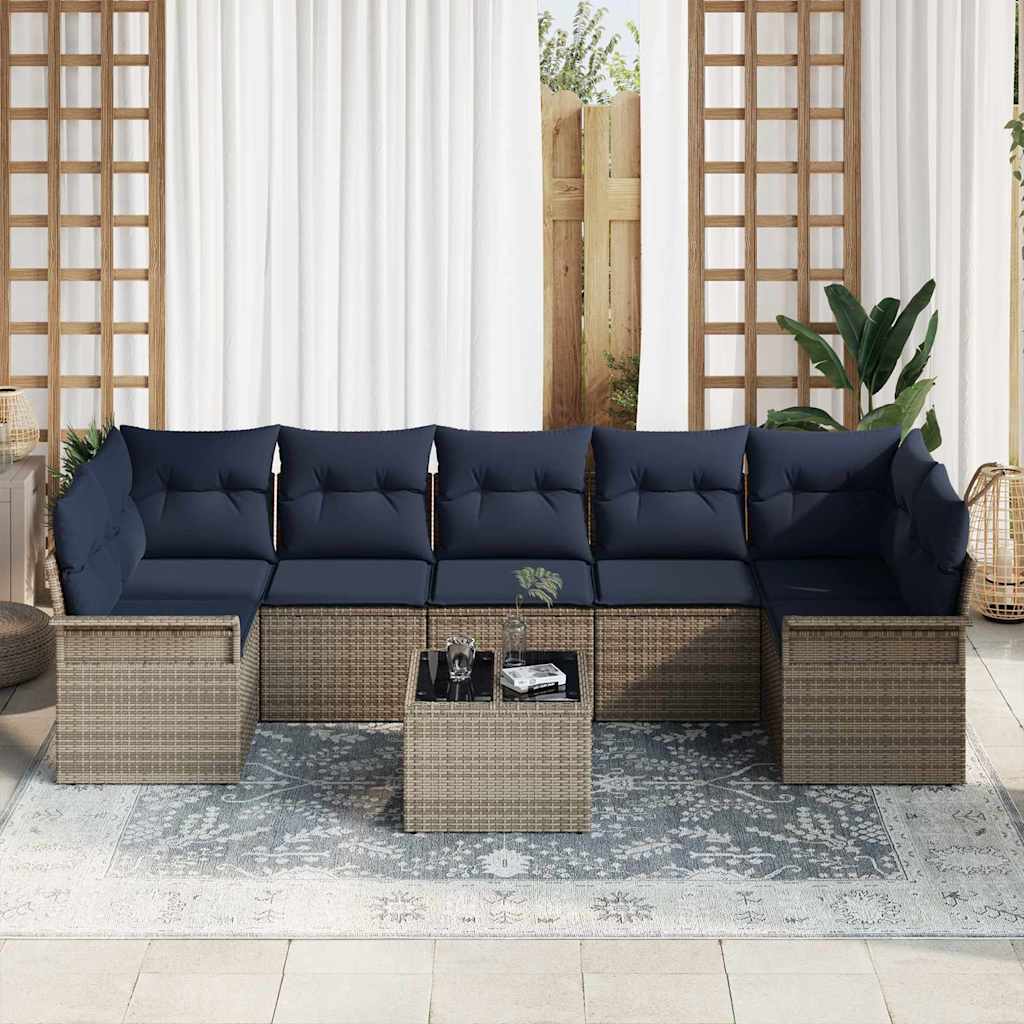 Havesofa Sæt 8 stk. Grå polyrattan