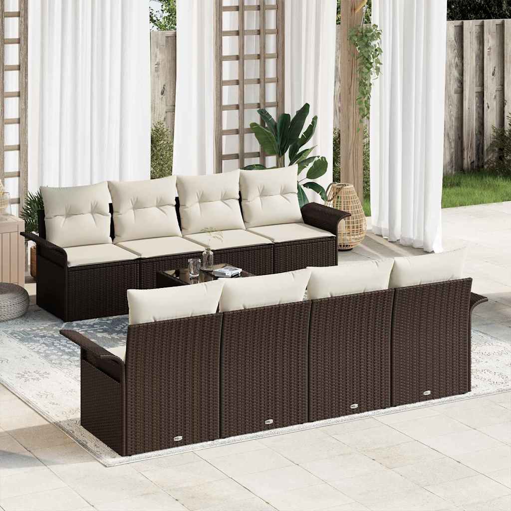 Havesofa Sæt 9 stk. Brun polyrattan